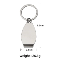 Llavero Metalico Ovalado con destapador  8.4 x 3.2 x 5.6 cmts