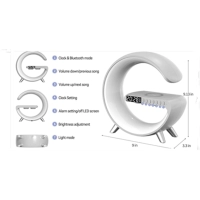 Cargador Inalambrico 4 en 1, con Parlante BT, Lampara y Reloj, 24x23x8 cm