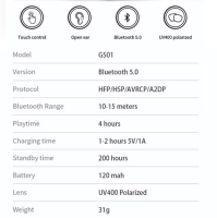 Gafas en ABS polarizadas ,con Bluetooth 5.0