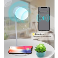 Lampara LED 3 en 1, con Parlante BT y Cargador Inalambrico, 12 x 32 cmts