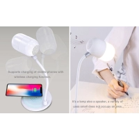 Lampara LED 3 en 1, con Parlante BT y Cargador Inalambrico, 12 x 32 cmts