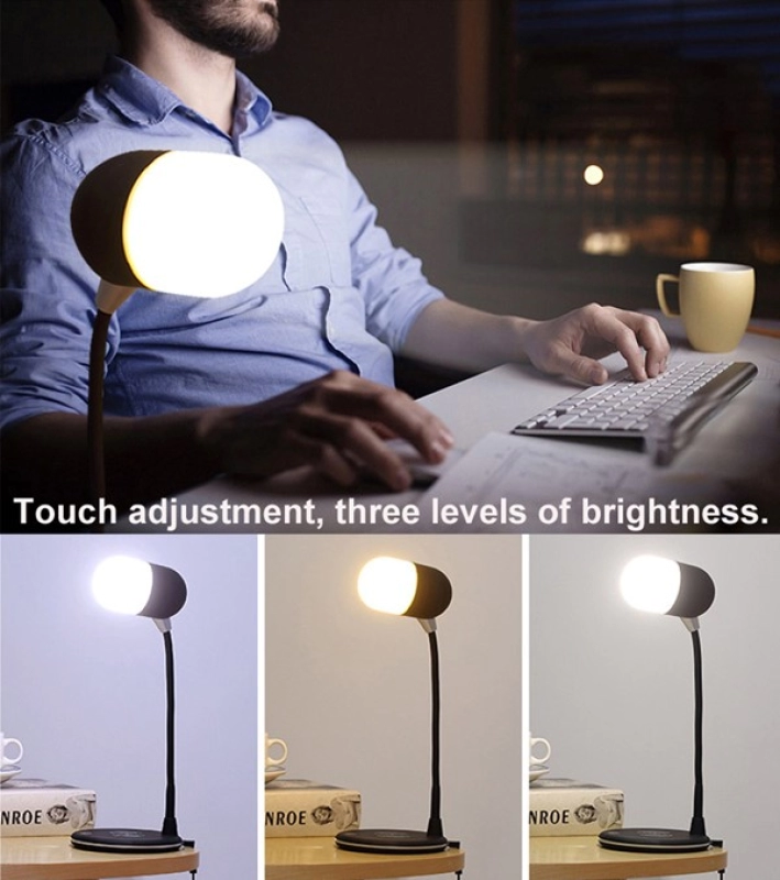 Lampara LED 3 en 1, con Parlante BT y Cargador Inalambrico, 12 x 32 cmts