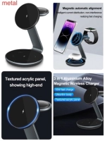 Cargador Inalambrico Magnetico 3 en 1, carga rapida 15W