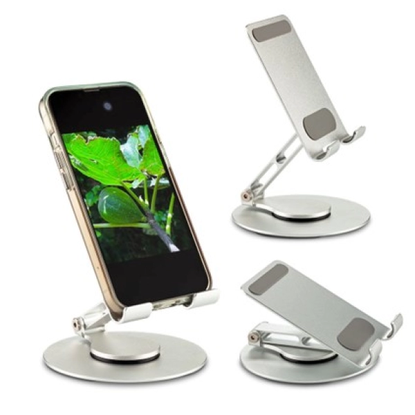 Stand metalico para Celular y Tablet, con medida 10.5 x 11.2 x 3.2 cmts