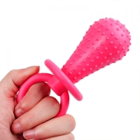 Chupo Lassie, para mascotas, en caucho, con abertura para comida, 15x5 cm