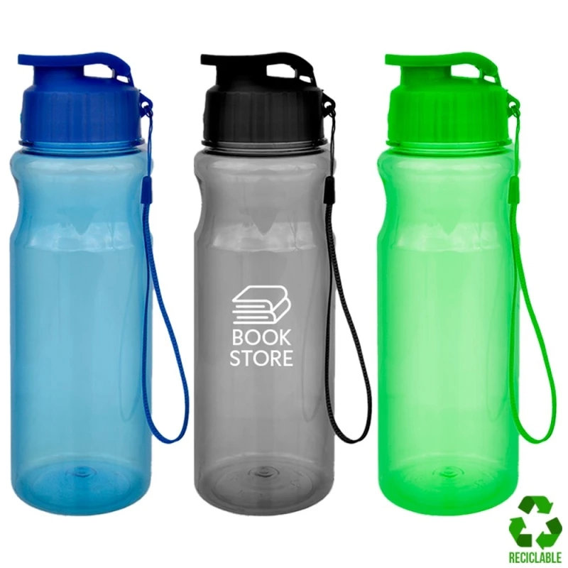 Botella Rocket, de 680 ml, tamaño 21.5 x 6.5 cmts, con cordon para colgar