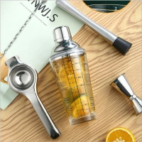 Set Moji, para cocteles, mezclador 400 ml, con cuchara, copa y exprimidor