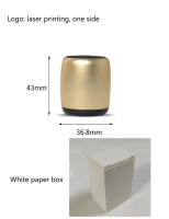 Parlante Bluetooth 3.0 Mini, metalico, 37 x 43 mm, peso 50 gramos