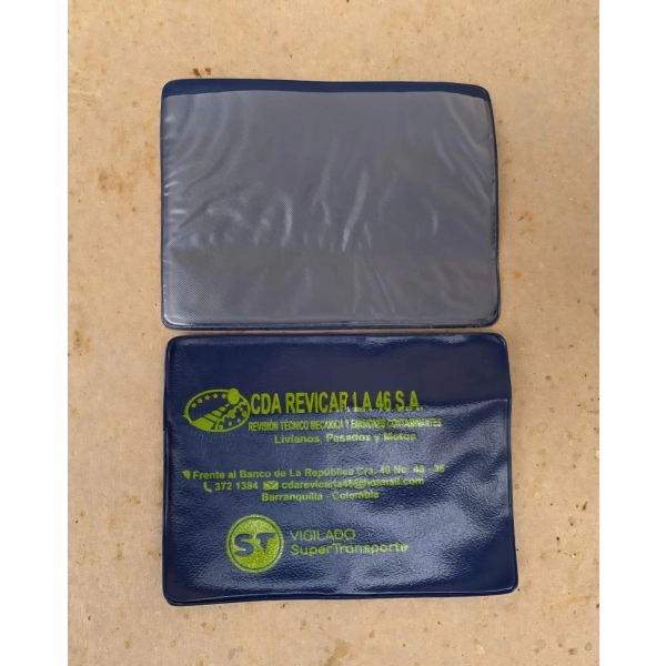 Portadocumentos Sencillo de 1 bolsillo para Soat del Carro, tamaño 11 x 8.5 cmts