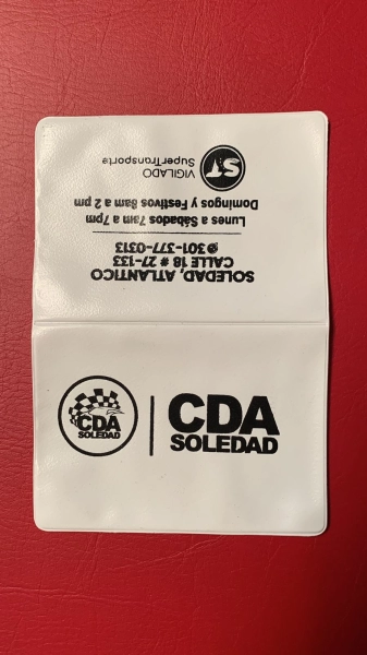 Portadocumentos Doble para Soat del Carro , 12 x 17 cmts