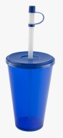Vaso de 20 onzas, 591 ml, 14.6 alto,  9.4 cmts diametro, con tapa y pitillo