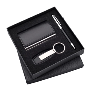 Set de Regalo en Caja, con Portatarjetas, Llavero y Boligrafo