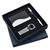 Set de Regalo en Caja, con Portatarjetas, Llavero y Boligrafo