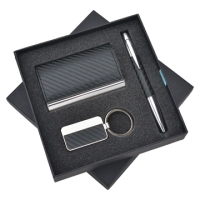Set de Regalo en Caja, con Portatarjetas, Llavero y Boligrafo
