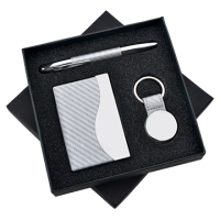 Set de Regalo en Caja, con Portatarjetas, Llavero y Boligrafo