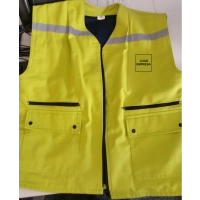 Chaleco Toluca, en drill con forro interno, franjas reflectivas