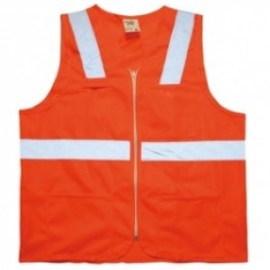 Chaleco Pachuca,  en drill, con forro interno y cintas reflectivas