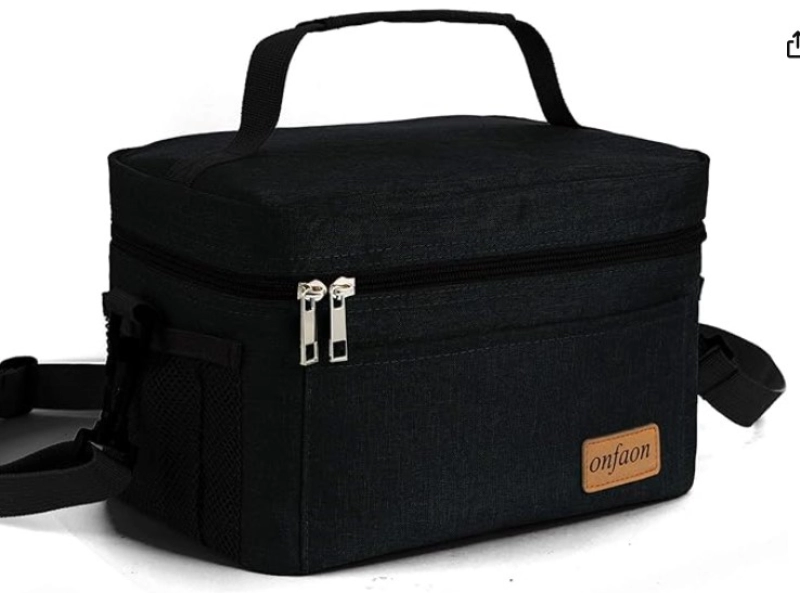 Lonchera Magnolia, en lona con forro aluminizado, 22 x 20 x 15 cmts