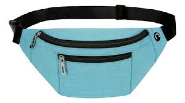 Canguro Florida, en lona de poliester, doble bolsillo, tamaño 28 x 15 x 10 cmts,