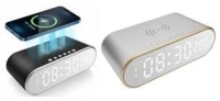 Reloj con Cargador Inalámbrico capacidad 15W, con Alarma, Termostato y Espejo.