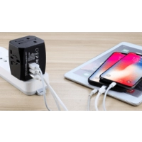 Adaptador para Viajes con multiples Conectores, 6.3 x 5.6 x 5.25 cmts