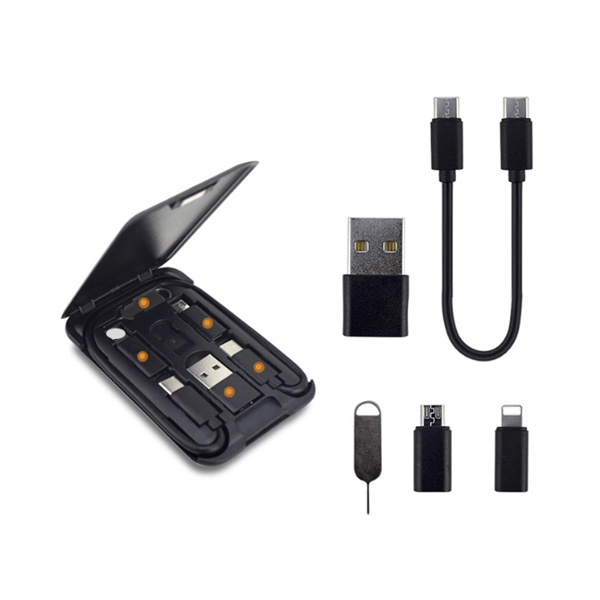 Multiconector 6 en 1, en estuche para guardar en ABS, 8.6 x 5.75 x 1 cmts