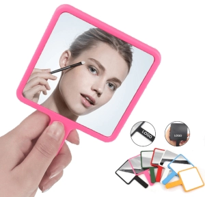 Espejo Economico sencillo de plastico, 6.5 x 6.5 cmts, con manija