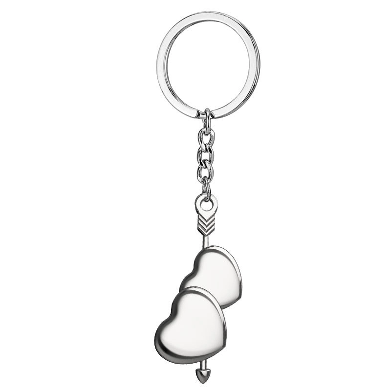 Llavero Metalico diseño 2 Corazones Flechados