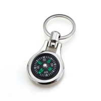Llavero Metalico Redondo con Brujula, 3.4 x 4.4 cmts