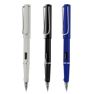 Boligrafo Salah, plastico, tapa removible, clip metalico y mina de tinta gel