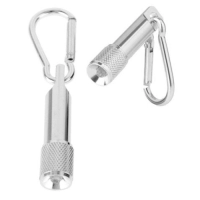 Linterna Metalica con luz LED y mosquetón, 10 x 1.4 cmts