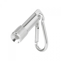 Linterna Metalica con luz LED y mosquetón, 10 x 1.4 cmts