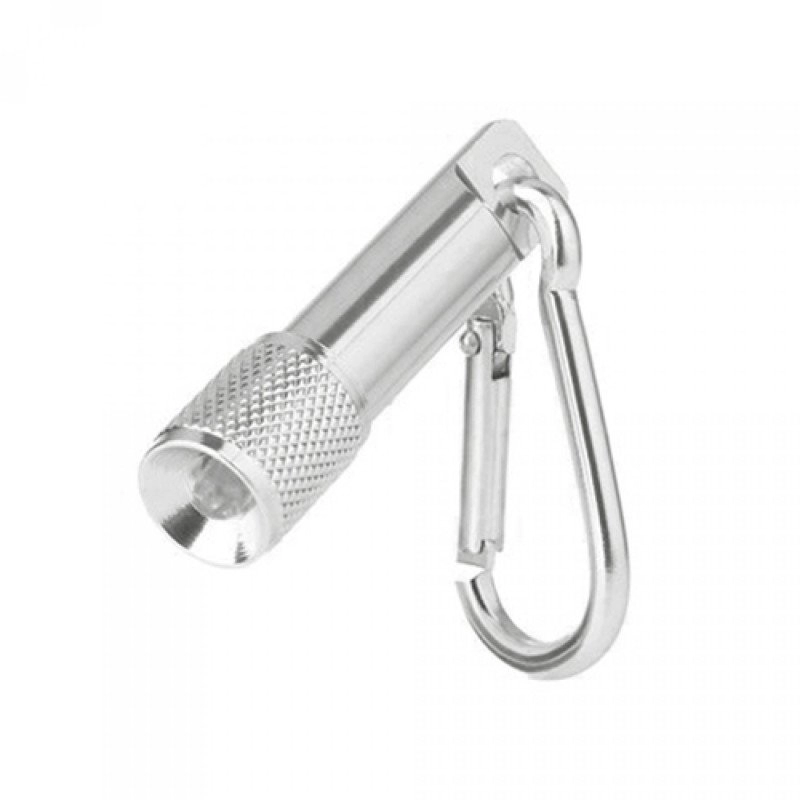 Linterna Metalica con luz LED y mosquetón, 10 x 1.4 cmts