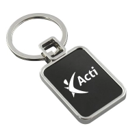 Llavero Square, metalico, con marco plateado e interior negro, 3 x 4 cmts