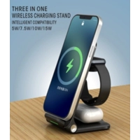 Cargador Inalámbrico Plegable 3 en 1, capacidad 15W