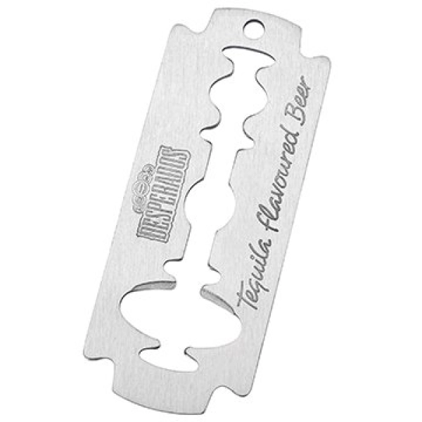 Destapador Metalico en forma de Cuchilla de Afeitar