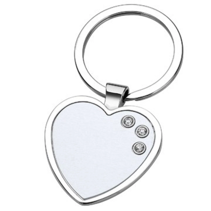 Llavero Metalico en forma de Corazon con brillantes