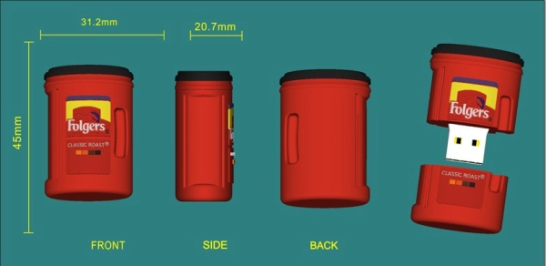 Memoria USB PVC 3D diseño Tanque de Cafe