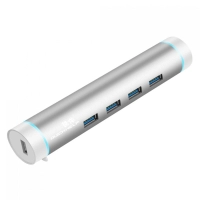 Hub Multipuerto Tube, en aluminio, de 15.2 x 3.1 x 2.9 cmt