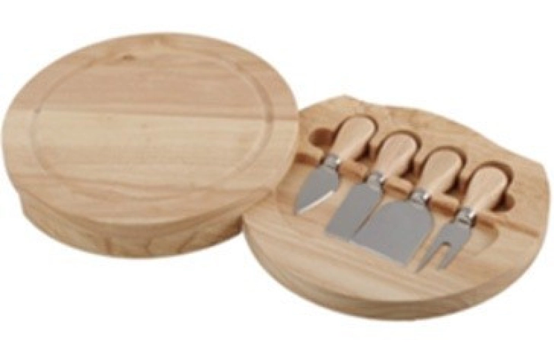Tabla de Madera para Quesos con Set de 4 Cuchillos