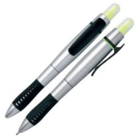 Boligrafo Steffani, plastico, con resaltador, grip en Rubber