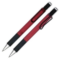 Boligrafo Santana, plastico, clip y rubber de agarre color negro