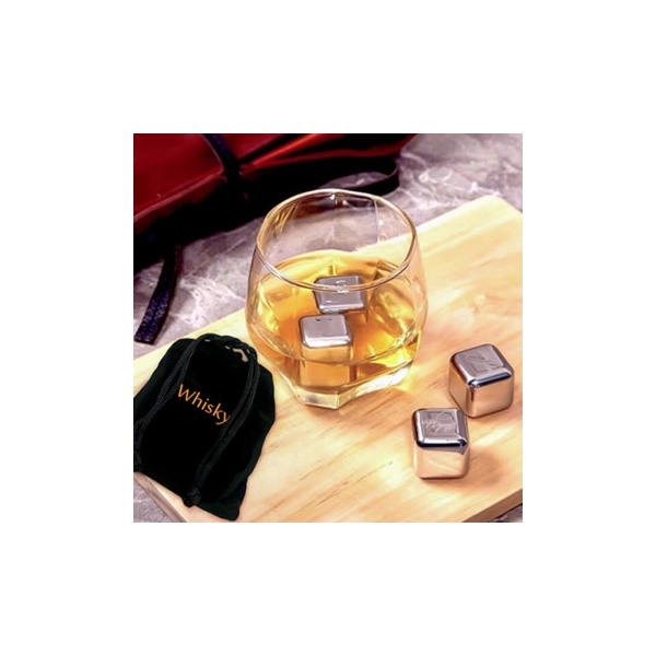 Set Scotch, 2 cubos en acero para enfriar bebidas y su estuche