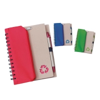 Cuaderno Ecológico con Cartuchera y boligrafo, 14.5 x 18 cmts